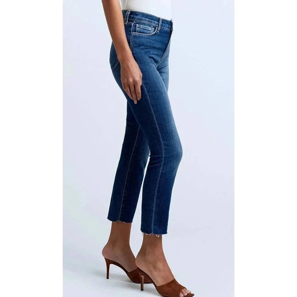 NWOT L’AGENCE Sada Jeans - High-Rise Cropped Stretch Distressed Denim Jeans - Picture 2 of 10